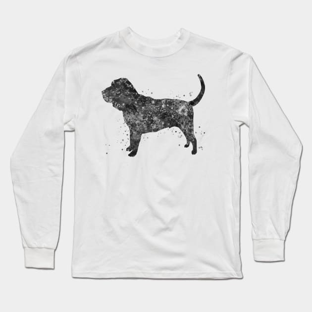 Bloodhound dog black and white Long Sleeve T-Shirt by Yahya Art